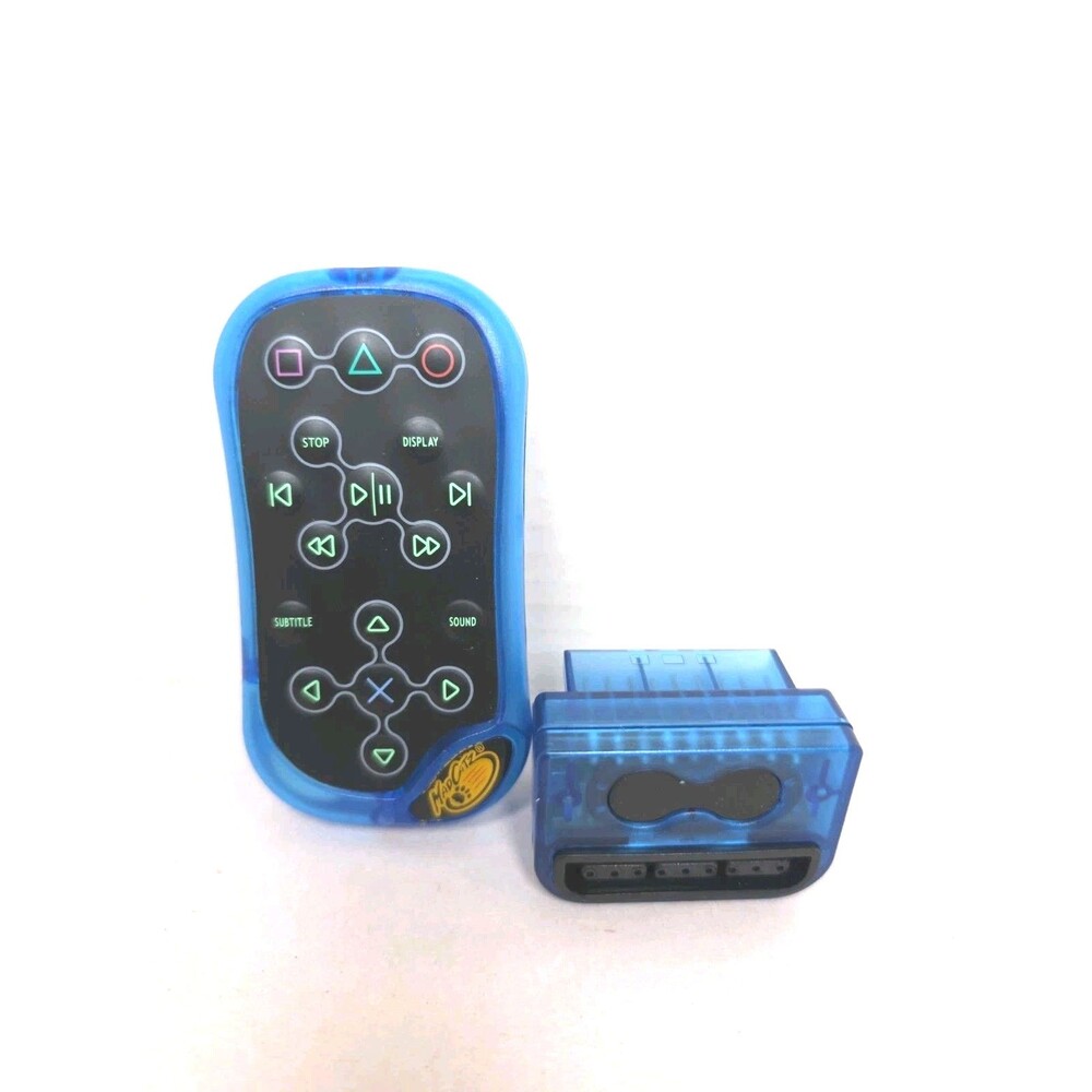 Mad Catz DVD Player Remote & Receiver Sony PlayStation2 PS2 Blue Retro